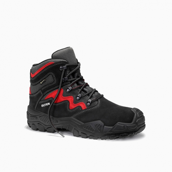 ELTEN HERREN Sicherheitsschnürstiefel MICK GTX black-red Mid ESD S3S WR CI