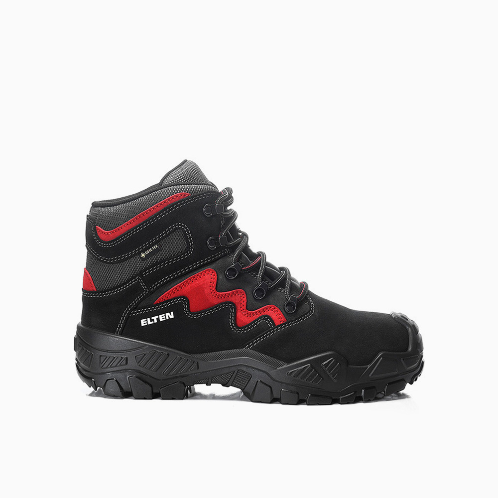 ELTEN HERREN Sicherheitsschnürstiefel MICK GTX black-red Mid ESD S3S WR CI